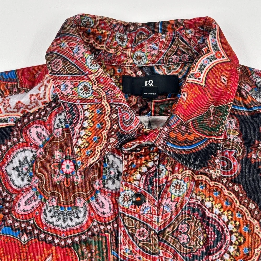 Banana Republic Shirt Mens XXL Tall Multicolor Paisley Corduroy Western Boho